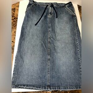 Old Navy Jean Denim Skirt Size 18 Maxi Modest Split 34” Long Drawstring Pockets